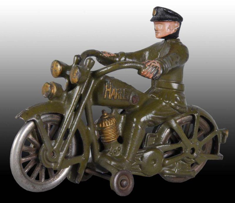 Appraisal: Cast Iron Hubley Harley Motorcycle Toy Description Policeman rider with