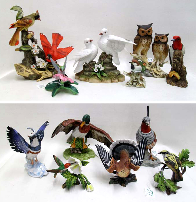 Appraisal: TWELVE PORCELAIN BIRD FIGURINES assorted makers Lenox Hummingbird H House