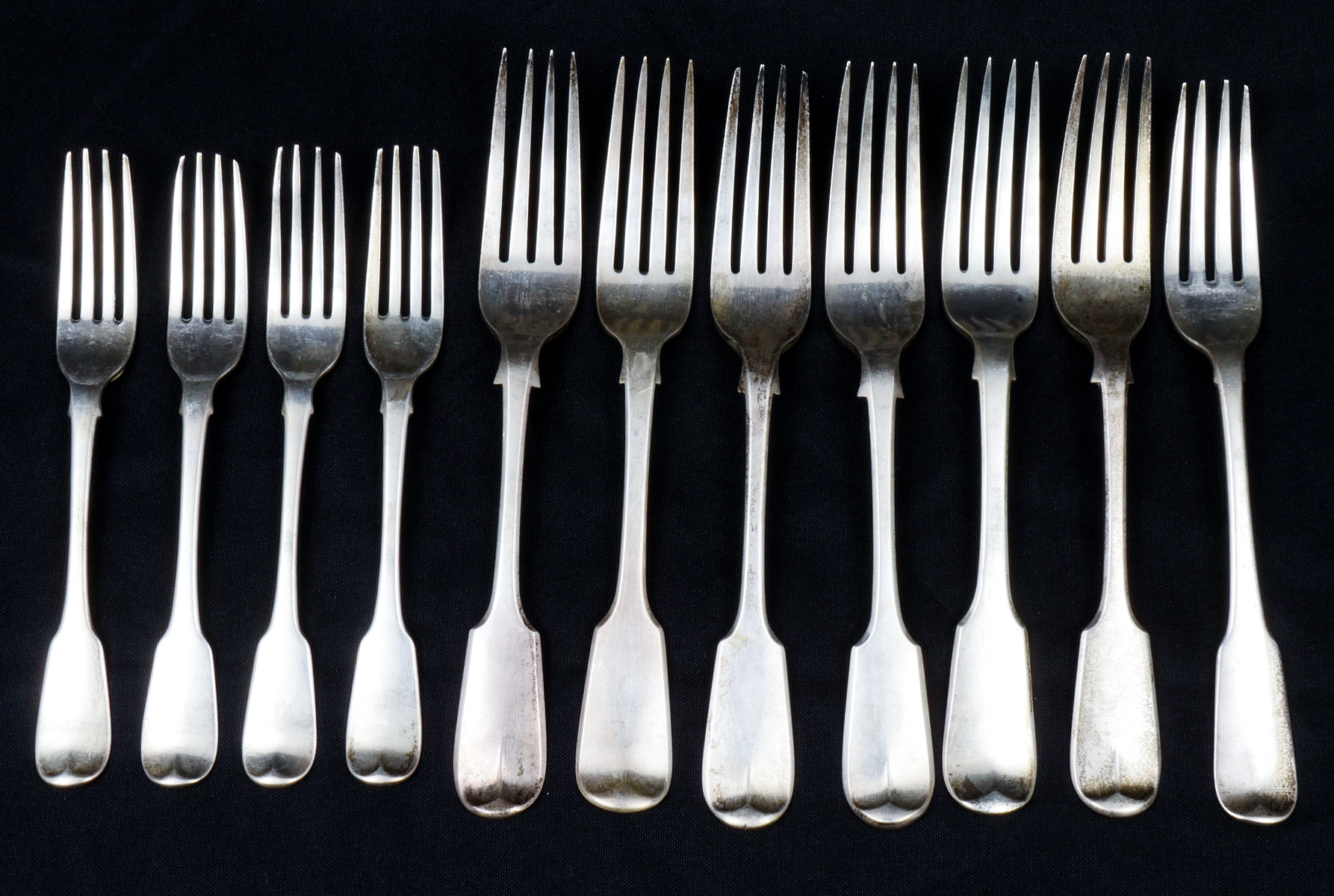 Appraisal: PC EARLY ENGLISH STERLING SILVER FORKS Approx Troy ounces Comprising