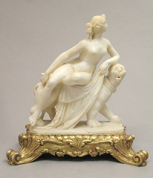 Appraisal: An Italian carved alabaster and gilt wood figural group of