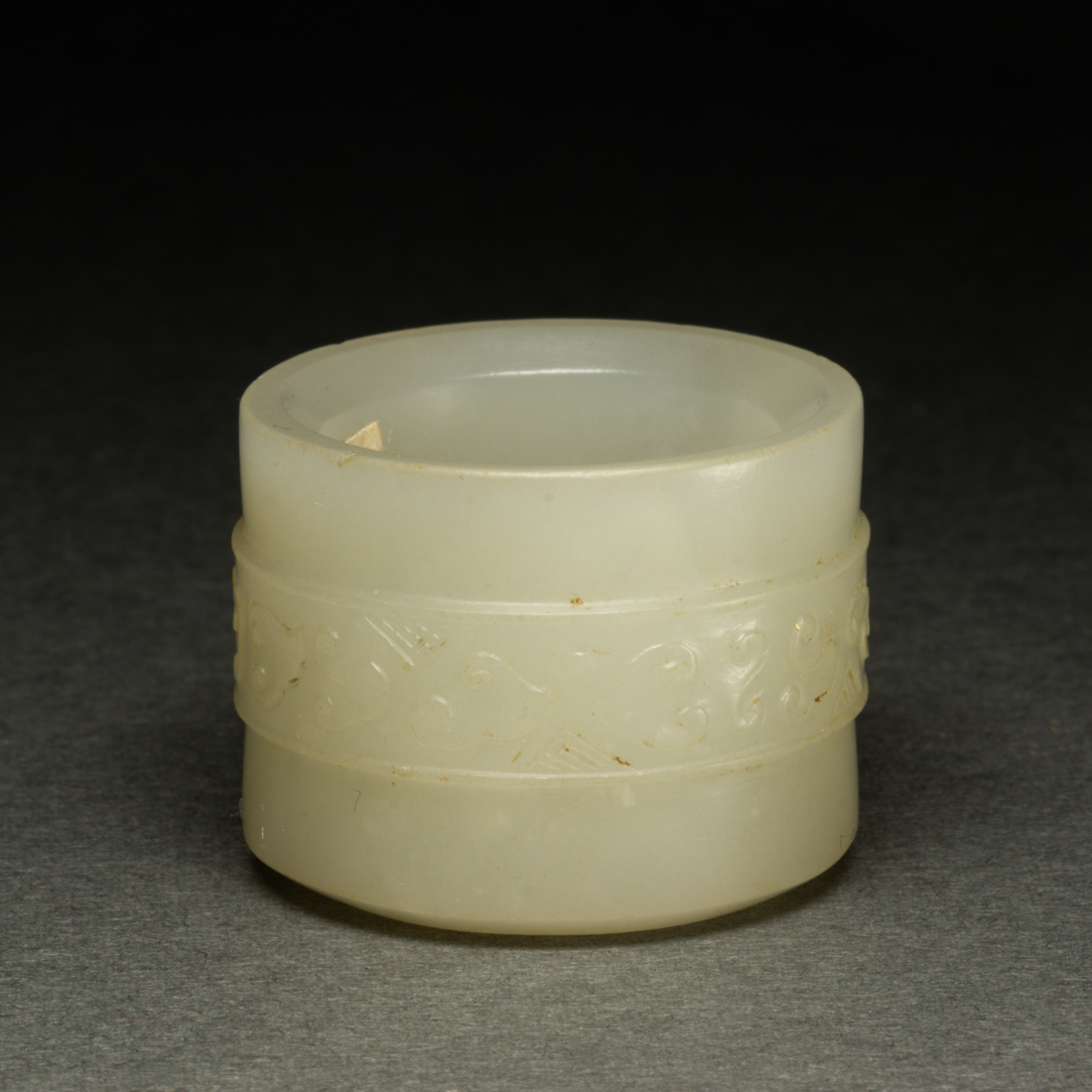 Appraisal: CHINESE WHITE JADE ARCHER'S RING Chinese white jade archer's ring