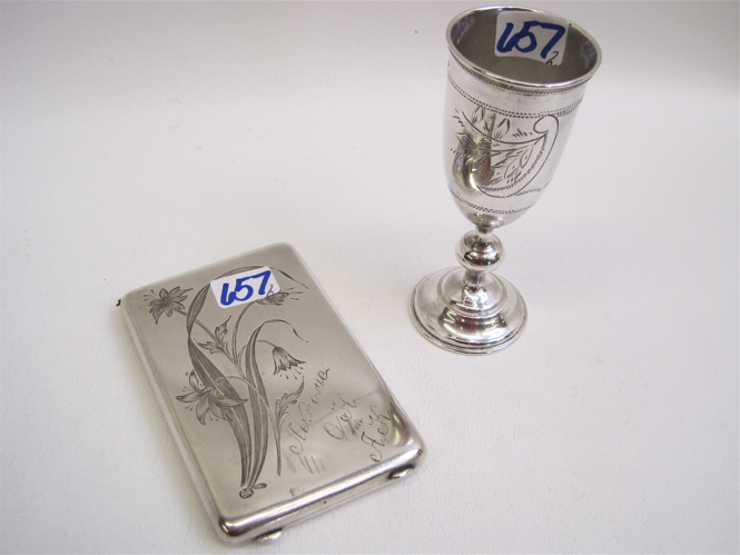 Appraisal: RUSSIAN SILVER CARD CASE AND CORDIAL pieces hallmarked silver c