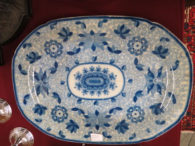 Appraisal: Early Ironstone Platter blue white overall floral x circa