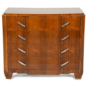 Appraisal: A Belgian Art Deco Rosewood Chest of Drawers th Century