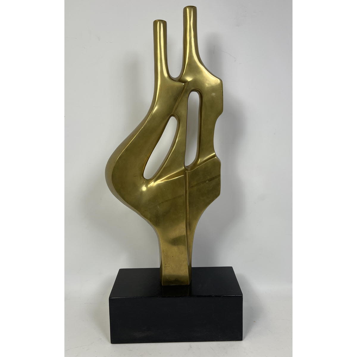 Appraisal: Brass Mid Century Modern Abstract Sculpture Black Base Dimensions H