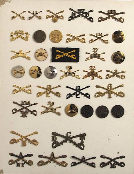 Appraisal: A group of Cavalry cap and collar insignialate th and