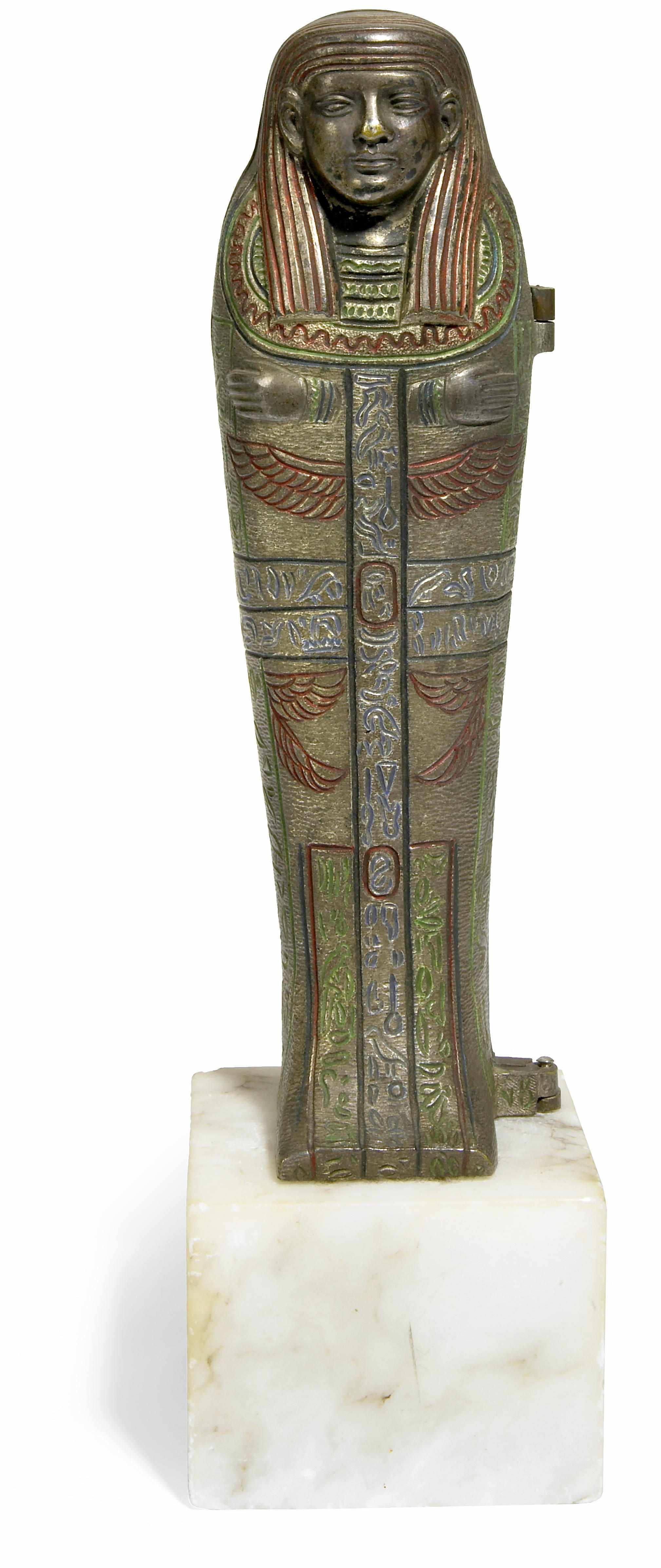 Appraisal: An Austrian cold painted bronze mechanical Egyptian Mummy on an