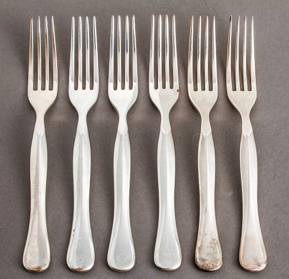 Appraisal: Rare Bulgari Eccentrica Silver Lunch Forks Set Bulgari Eccentrica pattern