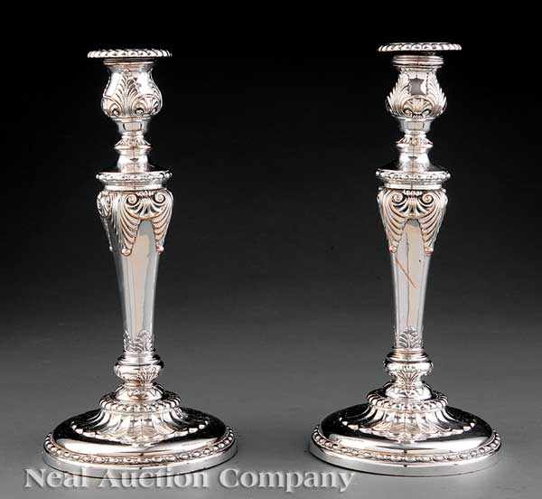 Appraisal: A Pair of Sheffield Fused Plate Candlesticks early th c