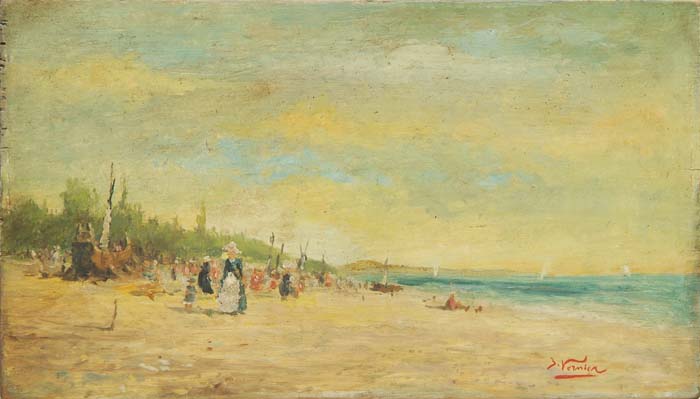 Appraisal: JULES VERNIER French BEACH AT LOW TIDE Oil on wood