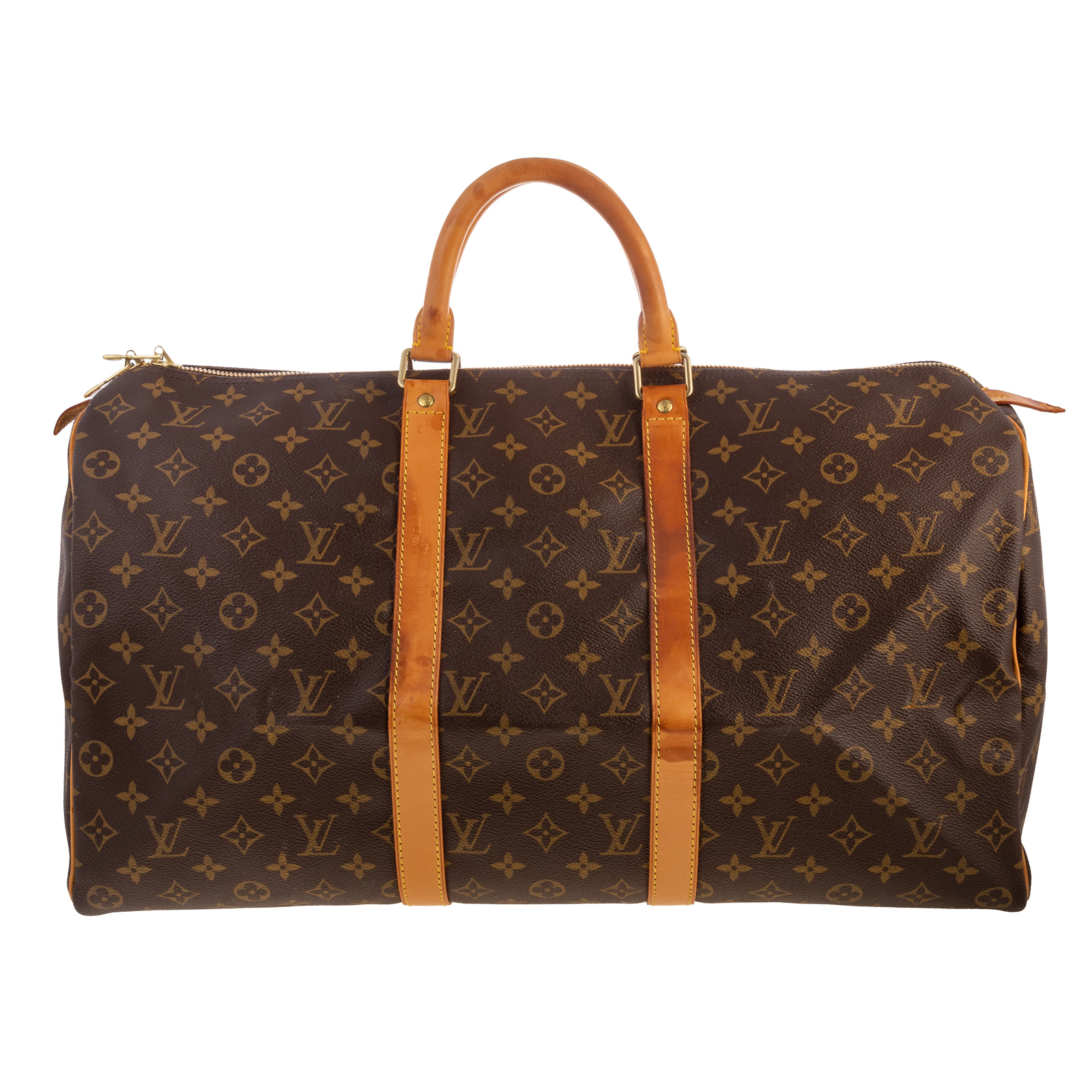 Appraisal: A LOUIS VUITTON MONOGRAM KEEPALL A brown and tan Monogram