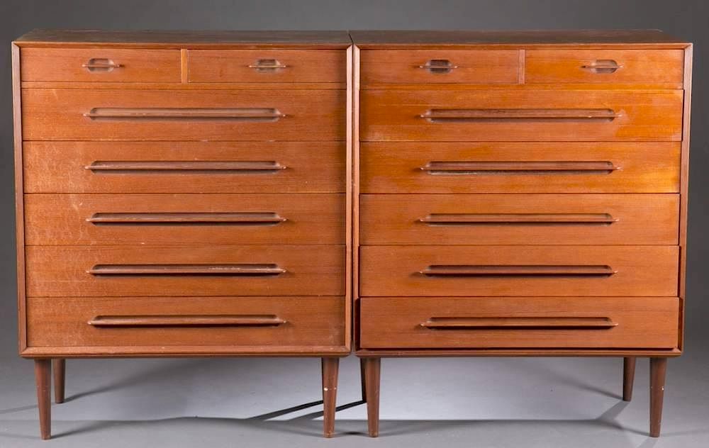 Appraisal: Pair of teak Danish modern chest of drawers A pair