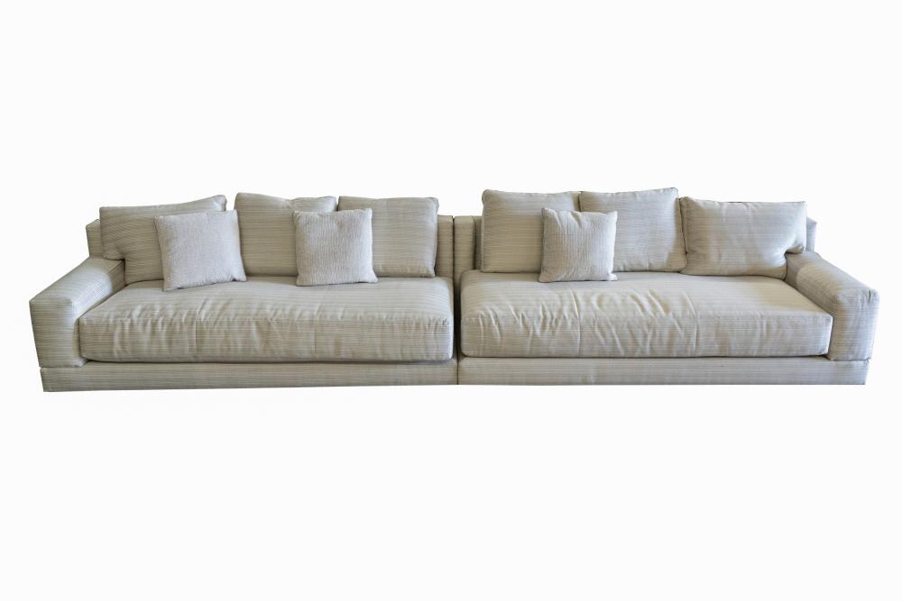 Appraisal: FULLY UPHOLSTERED SECTIONAL SOFAmanufacturer unknown comprising two sections each with