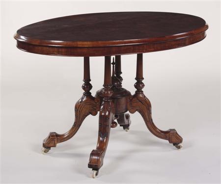 Appraisal: A Victorian burr walnut loo table the moulded oval top