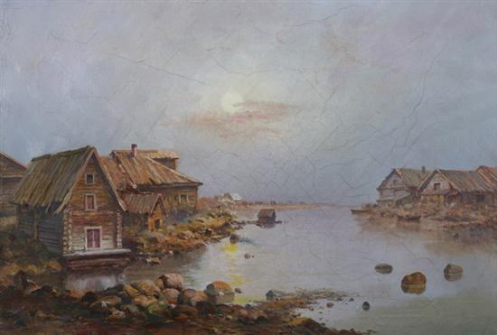 Appraisal: LEONID ROMANOVICH SOLLOGUB Russian - OLD RUSSIAN VILLAGE BY RIVER