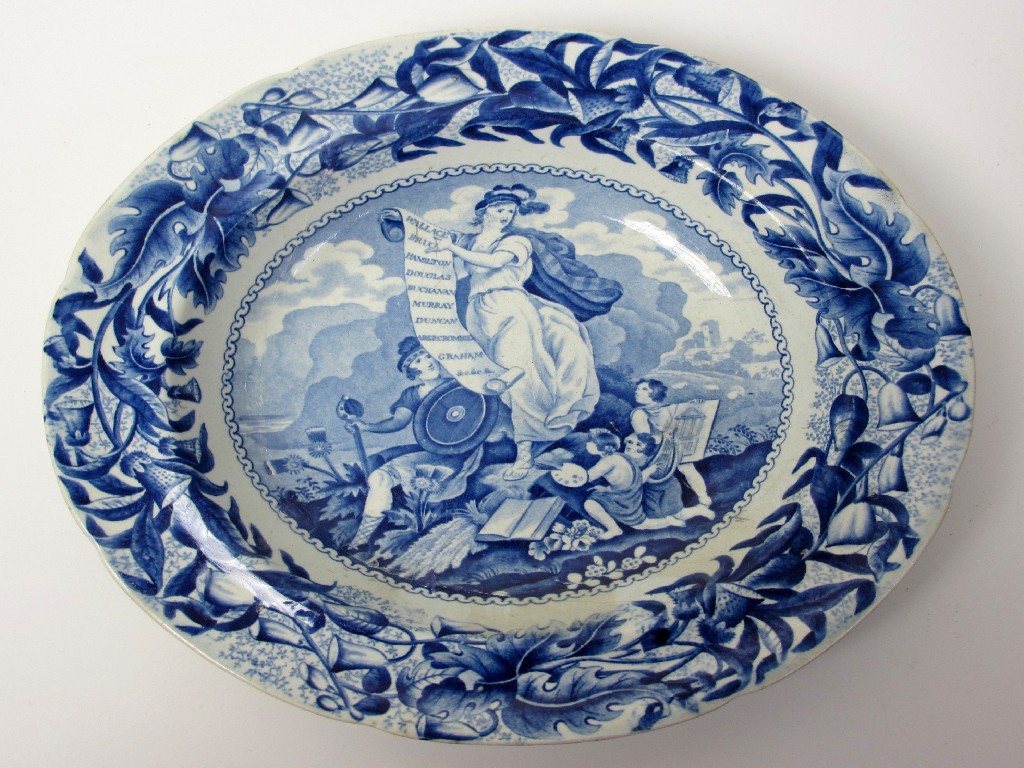 Appraisal: A Caledonia Pottery blue and white printed soup plate printed