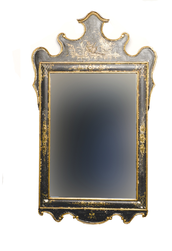 Appraisal: Early Walnut Framed Wall Mirror Gold and Black Painted Finish