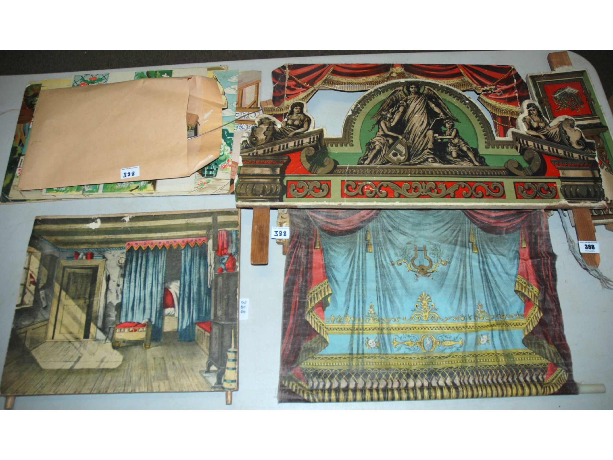 Appraisal: A puppet theatre with various back drops