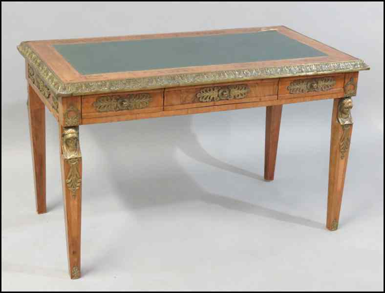 Appraisal: FRENCH BURLWOOD DESK With ormolu mounts and an embossed leather