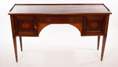 Appraisal: An Edwardian mahogany sideboard inlaid bats wing and oval paterae