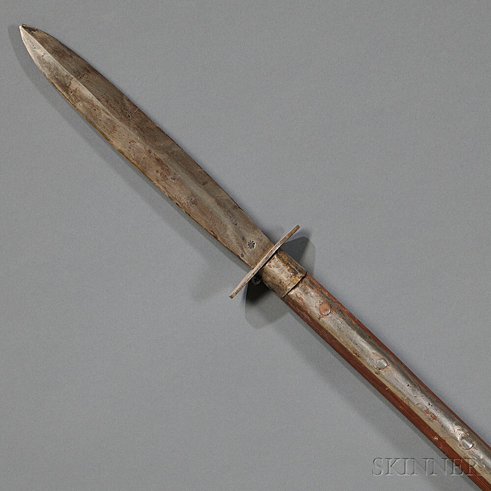 Appraisal: Confederate Georgia-style Pike c wooden haft with iron double-edged blade