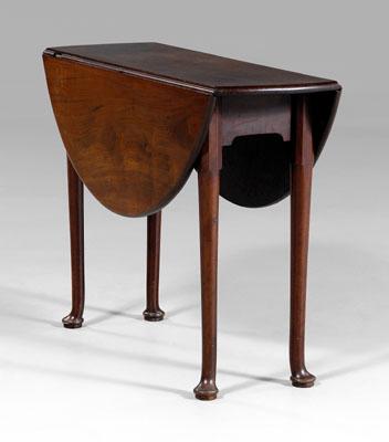 Appraisal: Queen Anne mahogany drop-leaf table circular top with two drop