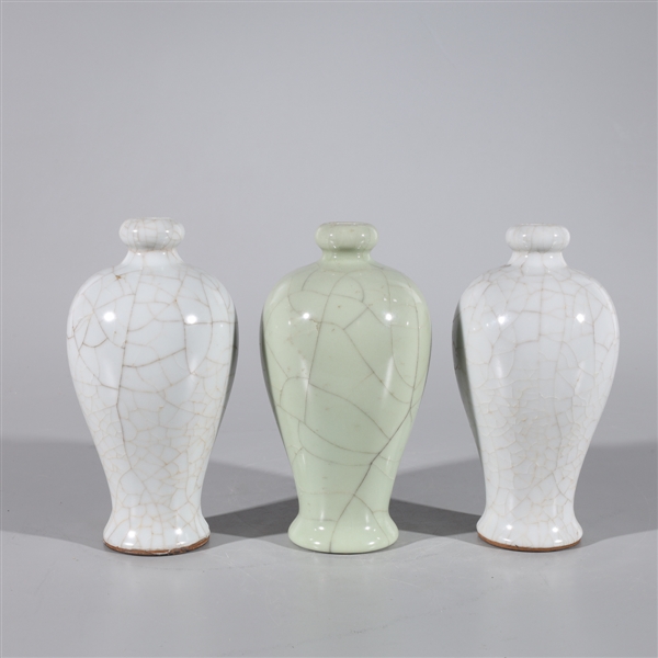 Appraisal: Three Chinese celadon crackle glazed porcelains each with mark to