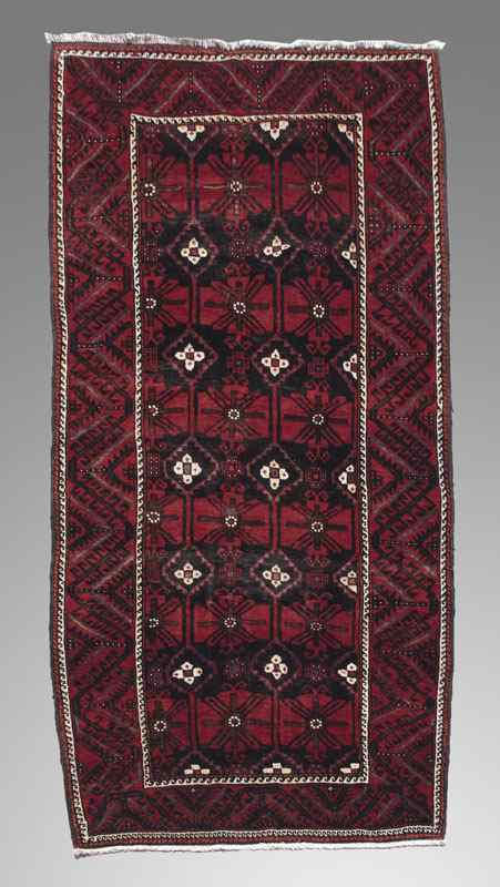 Appraisal: MODERN AFGHAN TURKOMAN DESIGN HAND KNOTTED WOOL RUG ' ''