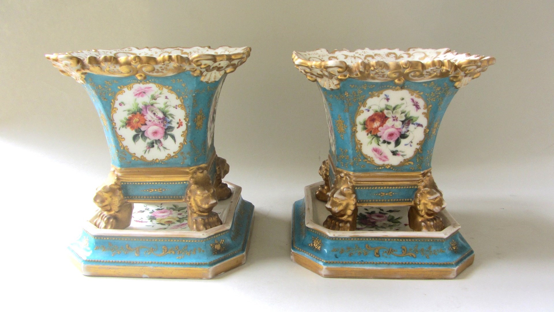 Appraisal: A pair of Jacob Petit cache pots late th century