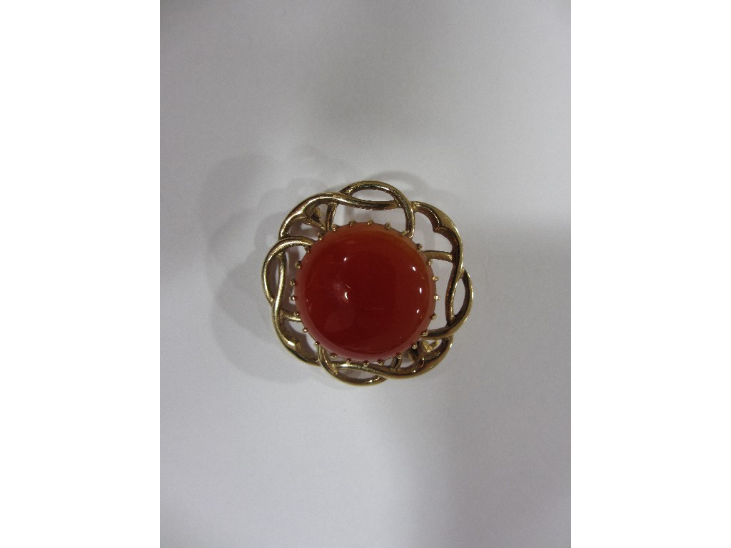 Appraisal: Nine carat gold mounted cornelian brooch