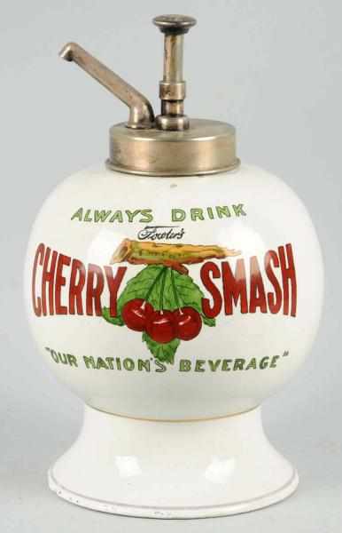 Appraisal: s Cherry Smash Ceramic Syrup Dispenser Includes original marked pump