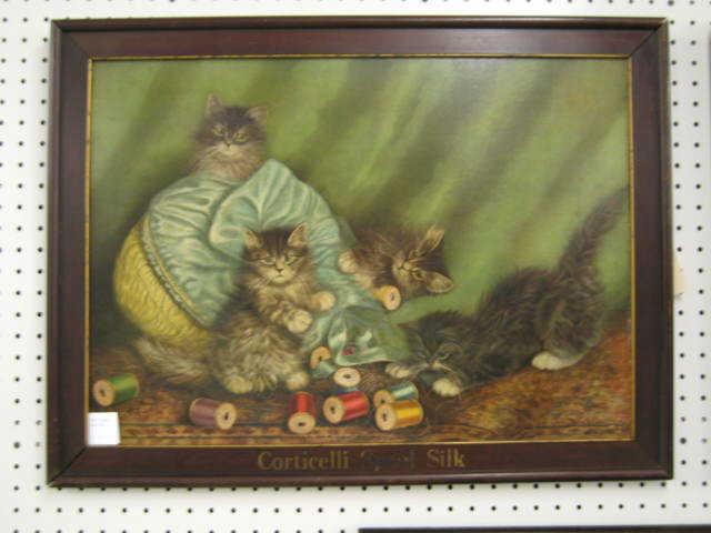 Appraisal: Ben Austrian Advertising Print with Kittens Corticelli Spool Silk