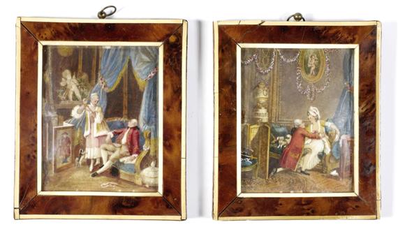 Appraisal: MINIATURE PAINTINGS in the style of the th century the