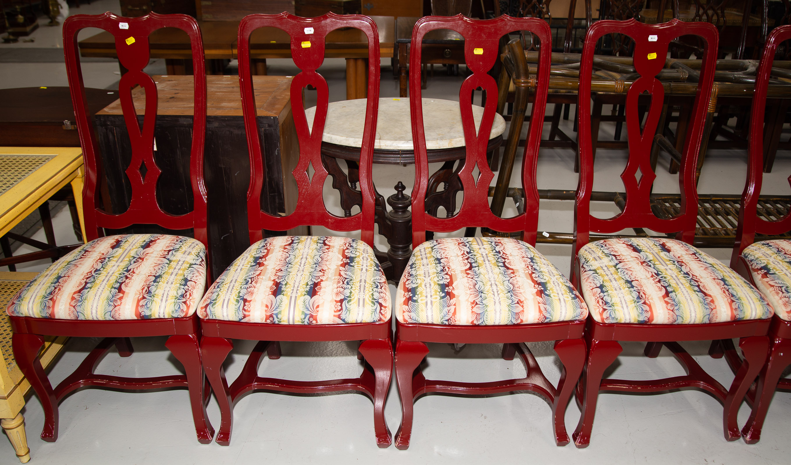 Appraisal: SET OF SIX QUEEN ANNE STYLE DINING CHAIRS Later th