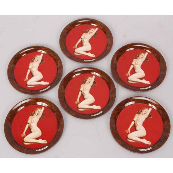 Appraisal: Set of Marilyn Monroe Golden Dreams nude tin litho coaster