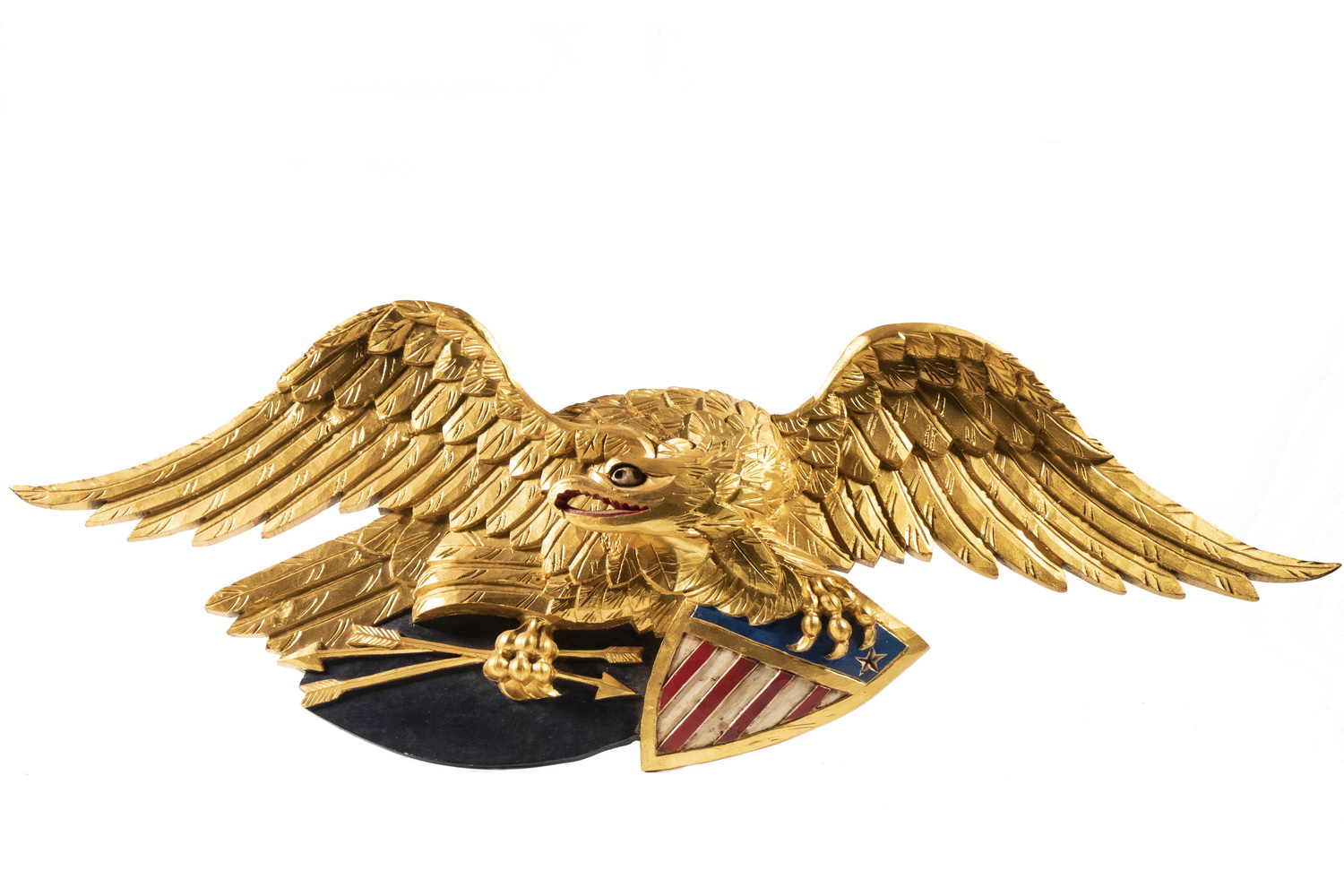 Appraisal: PATRIOTIC AMERICAN EAGLE CARVING Gilt Spreadwing Eagle Plaque by the