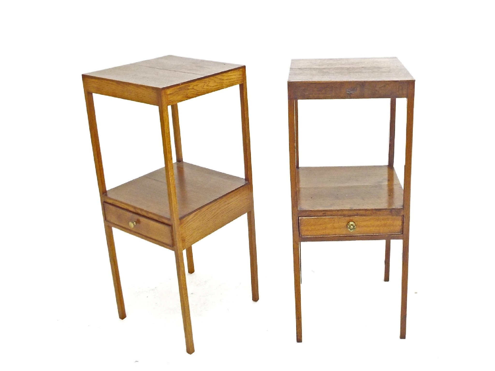 Appraisal: Matched pair of Georgian style bedside tables each fitted with