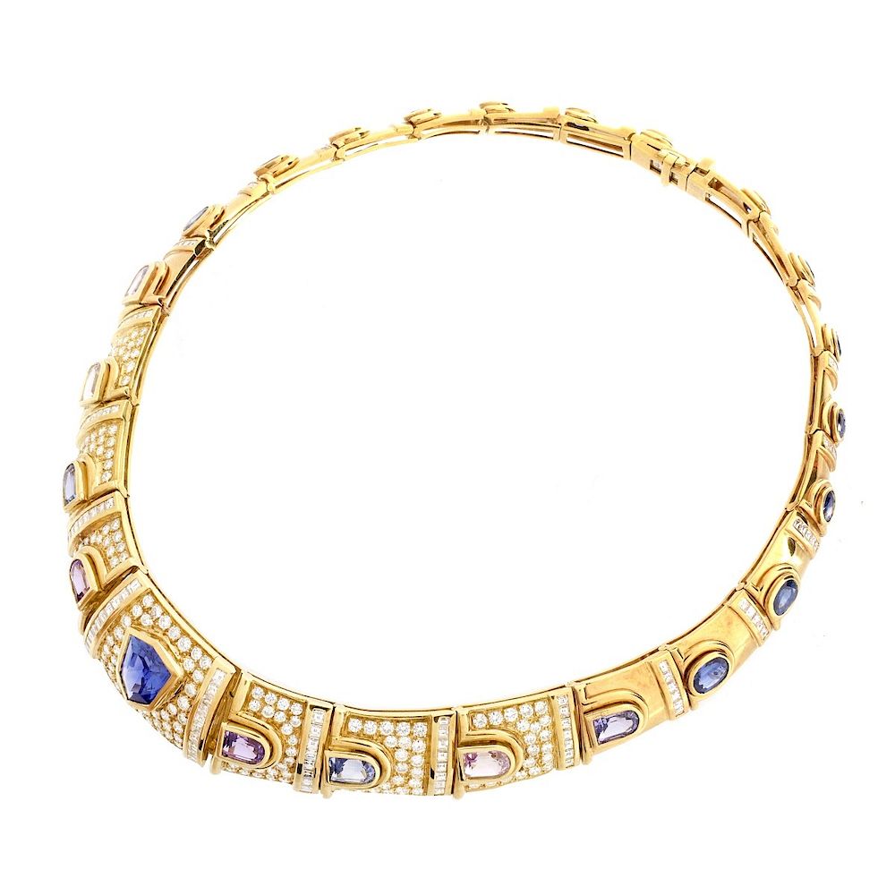 Appraisal: Vintage Sapphire Diamond and K Necklace Vintage Circa s Approx