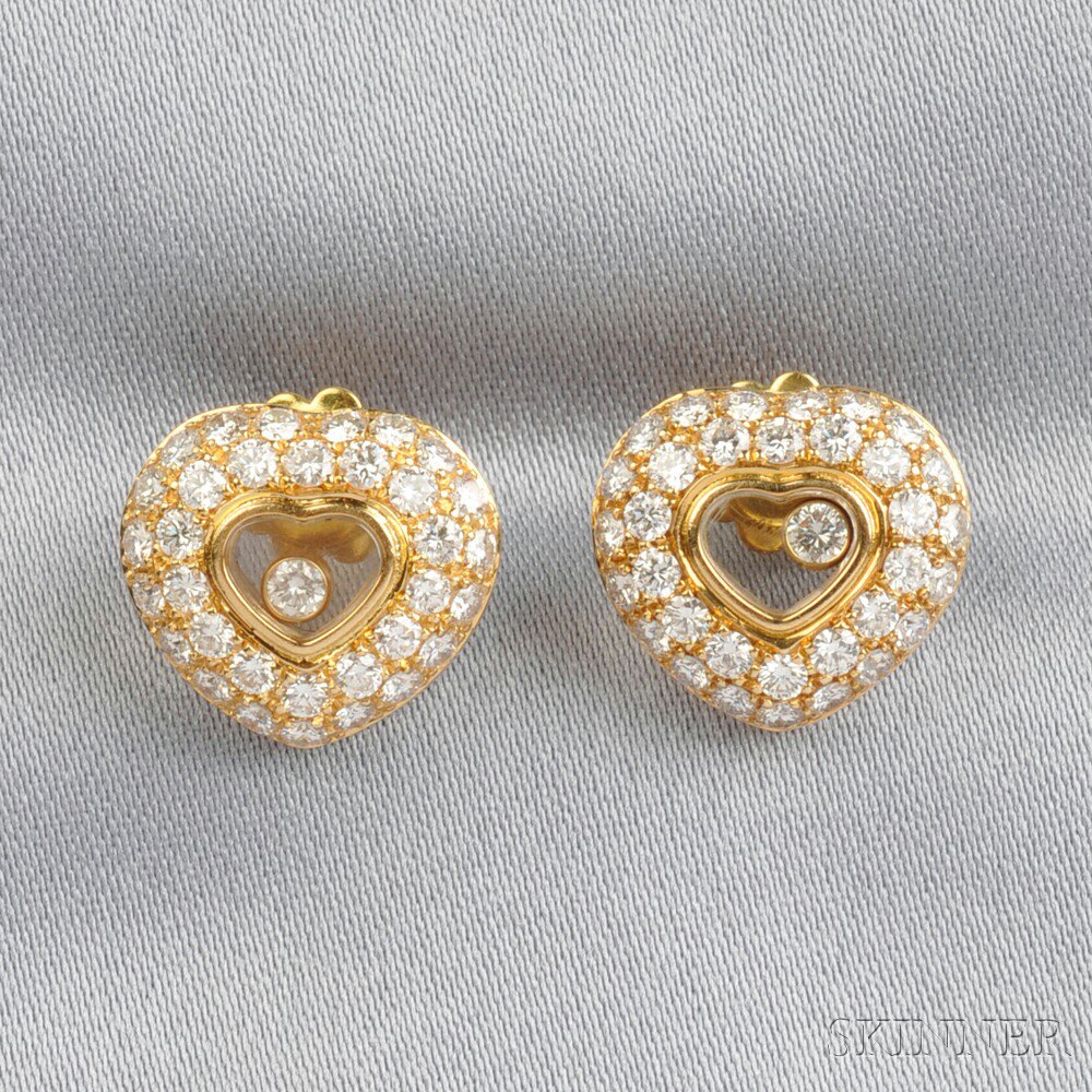 Appraisal: kt Gold and Diamond Happy Diamond Earrings Chopard each pave-set