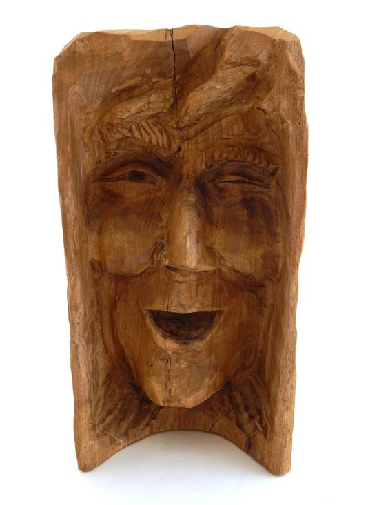 Appraisal: Bob Wondrak th C wood carving of expressive face carved