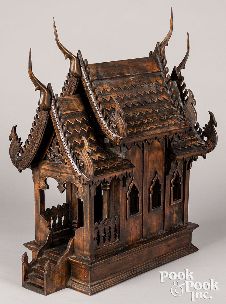 Appraisal: Thailand wood spirit house Thailand wood spirit house h w