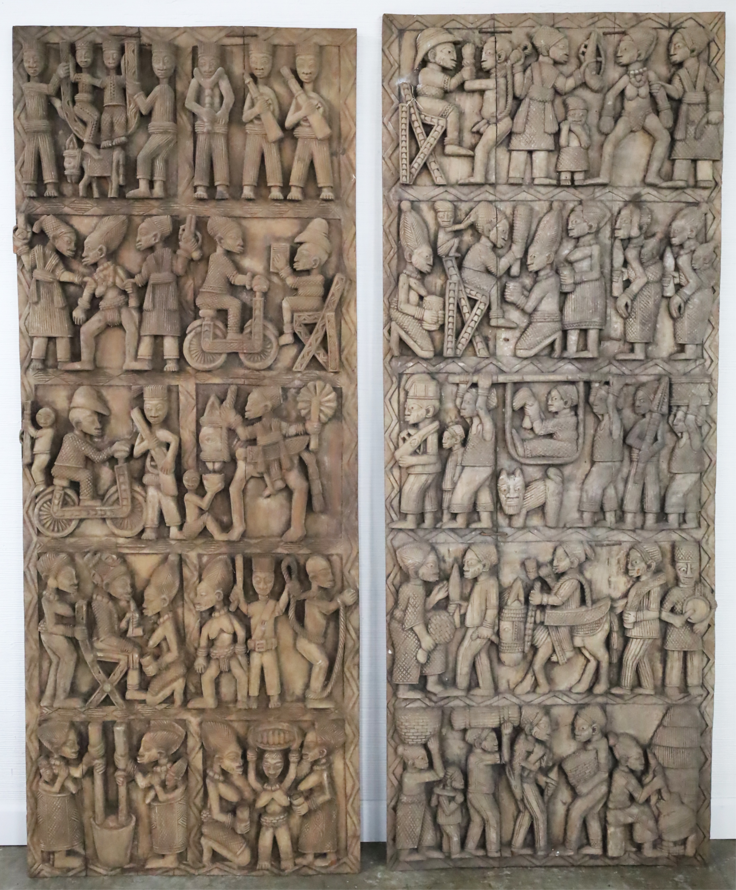 Appraisal: PAIR OF AFRICAN DOGON DOORS Mali large pair of carved