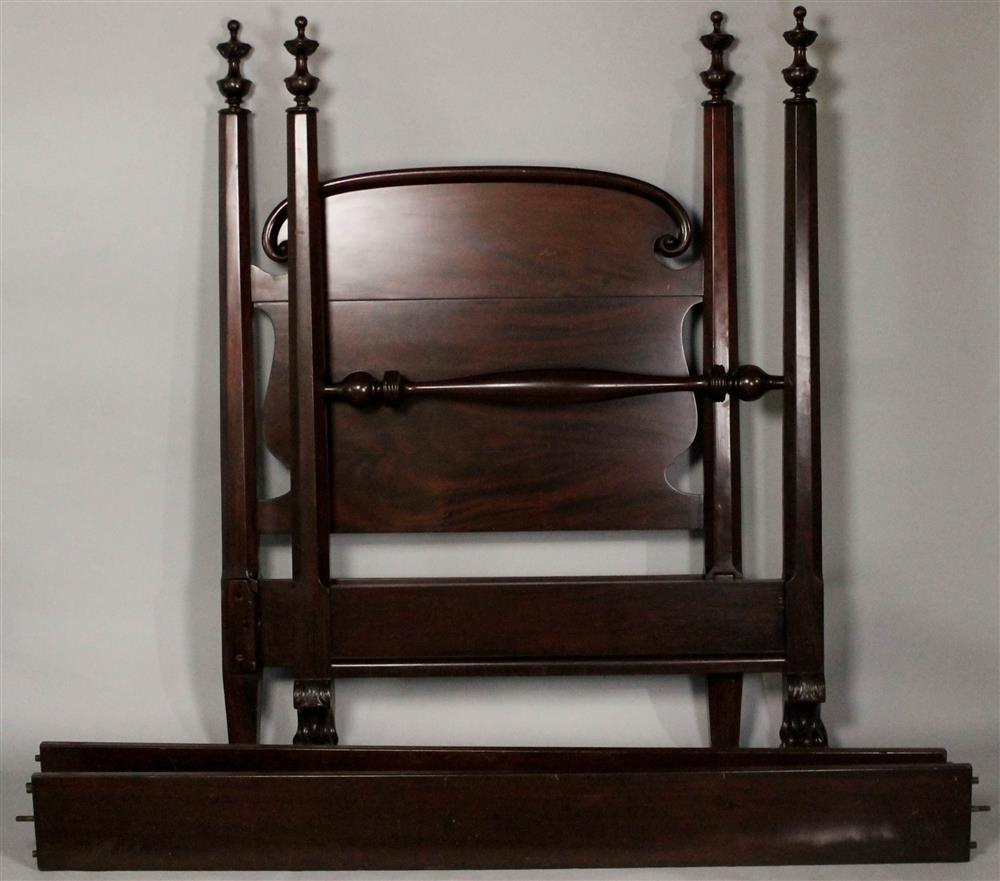 Appraisal: AMERICAN EMPIRE STYLE MAHOGANY SINGLE POSTER BED having four medium