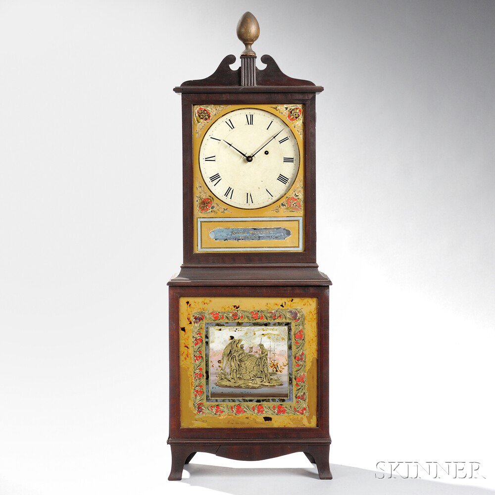 Appraisal: Aaron Willard Mahogany Shelf Clock Boston c scroll top with