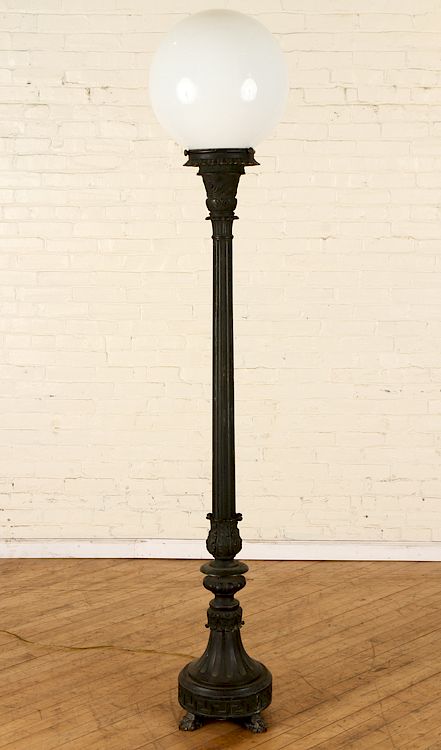 Appraisal: BRONZE LAMP POST CIRCA A bronze lamp post circa Having