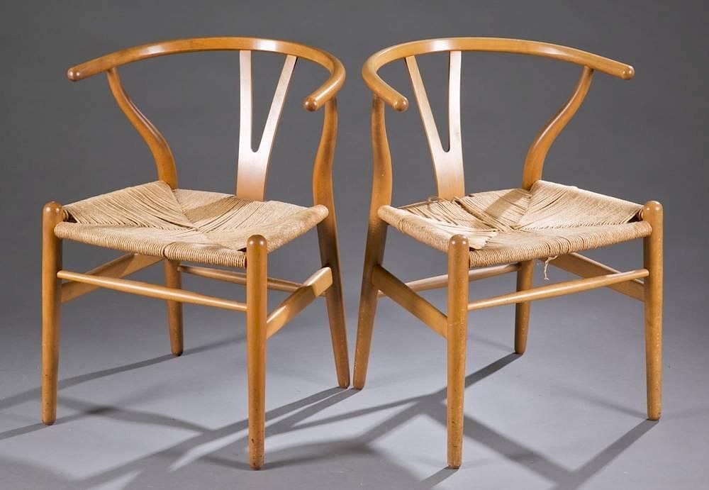 Appraisal: Set of Hans Wegner Wishbone chairs A set of Hans