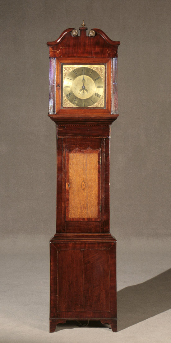 Appraisal: George III-IV Inlaid Oak and Mahogany Tall Case Clock The