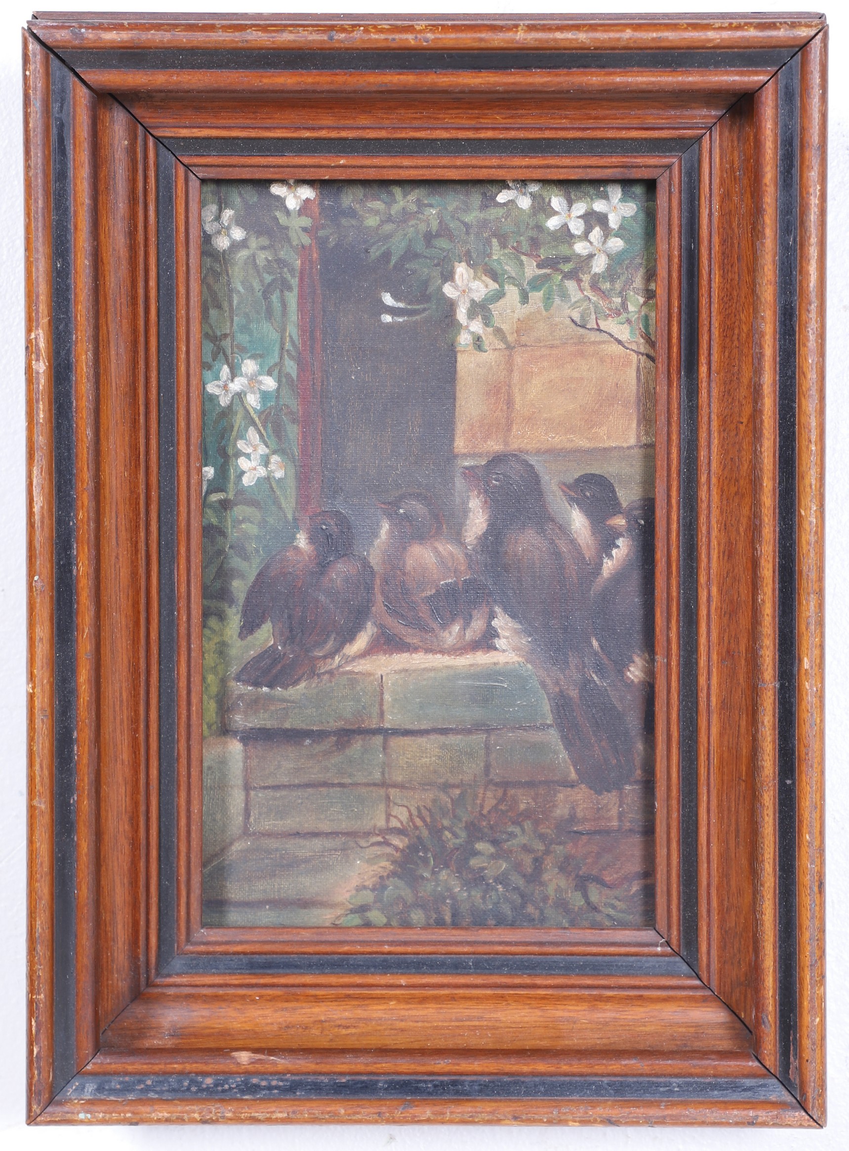 Appraisal: th c Painting of Birds oil on canvas unsigned mounted