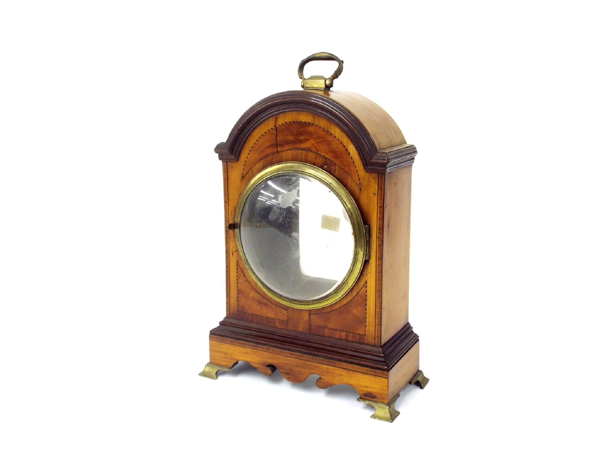 Appraisal: Good small satinwood inlaid bracket clock case with aperture for