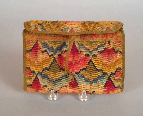 Appraisal: Pennsylvania flame stitch pocketbook dated inscribed Joseph Davis x